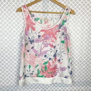 GUC J. Crew Factory White Floral Sleeveless Top